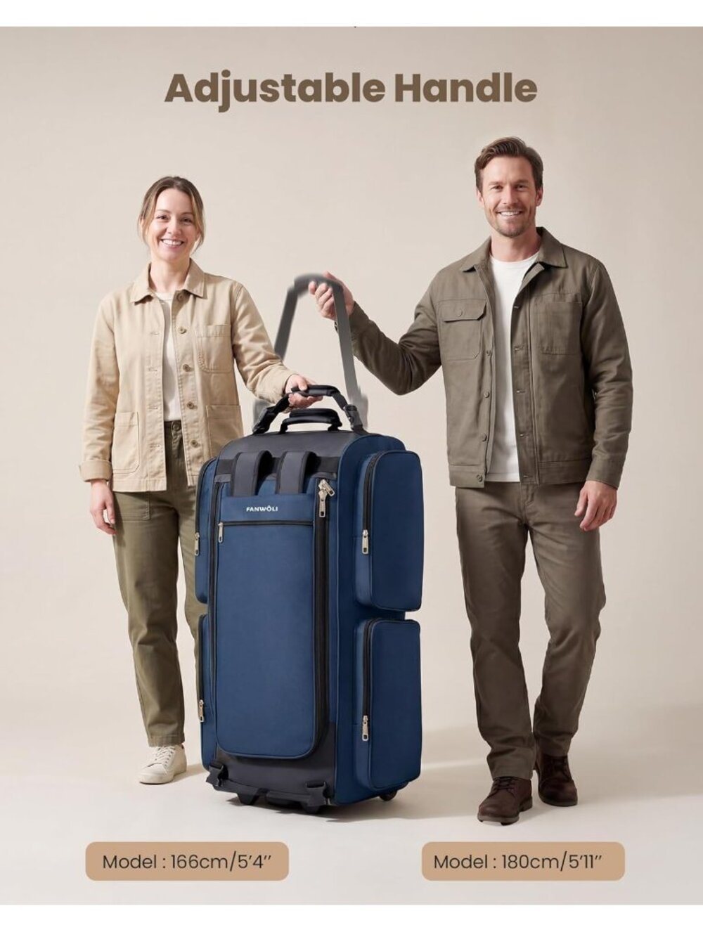 120L Rolling Duffel Bag with Wheels & Backpack Straps - Picture 4 of 7